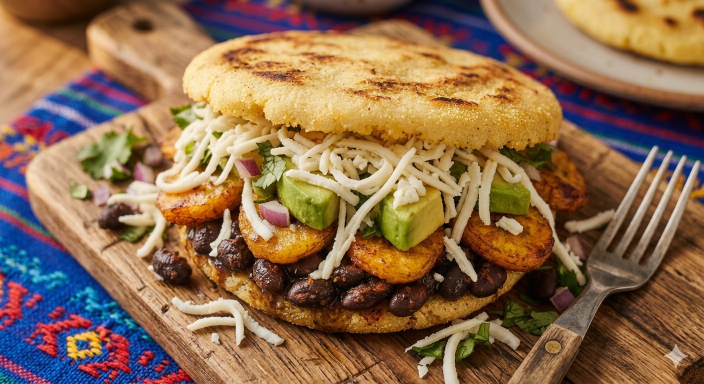 Arepa con porotos negros